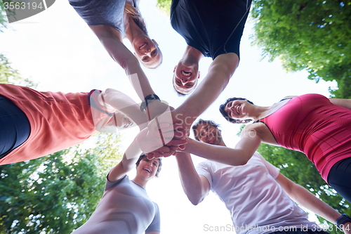 Image of jogging people group have fun