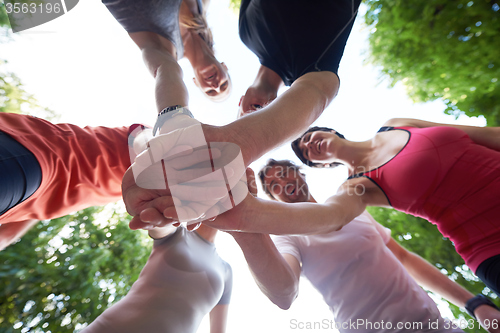 Image of jogging people group have fun