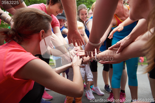 Image of jogging people group have fun