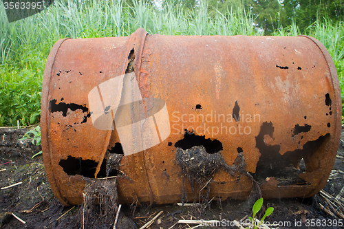 Image of empty barrels in the Arctic environmental pollution