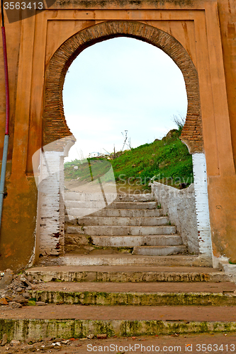 Image of old door in morocco africa ancien and wall ornate green