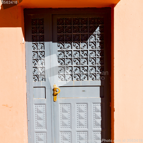 Image of old door in morocco africa ancien and wall ornate brown