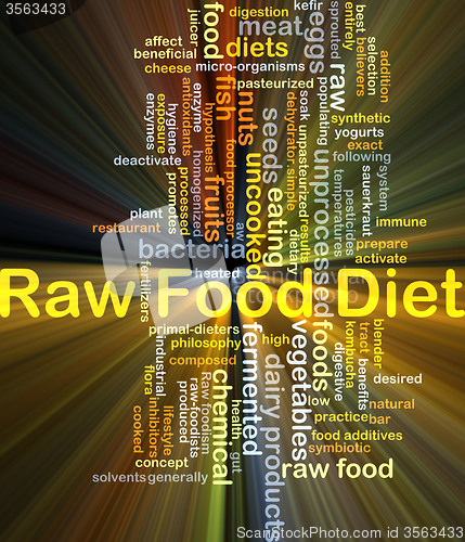 Image of Raw food diet background concept glowing