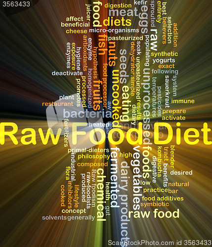 Image of Raw food diet background concept glowing