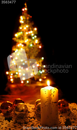 Image of christmas tree and the candle