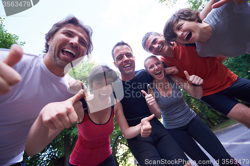 Image of jogging people group have fun