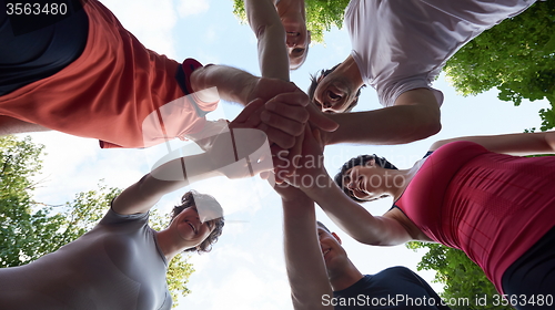 Image of jogging people group have fun