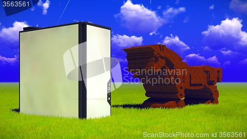 Image of Trojan horse & computer