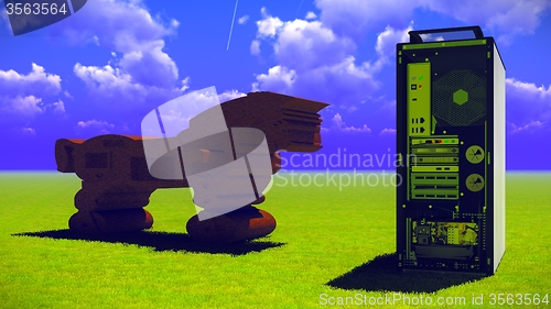 Image of Trojan horse & computer