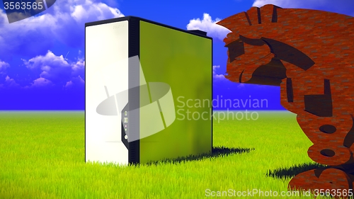 Image of Trojan horse & computer