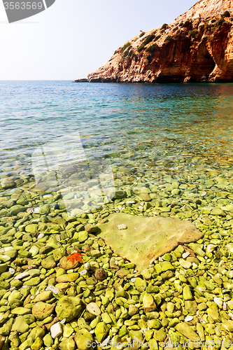 Image of asia in thurkey antalya lycia way water rocks and sky near the n