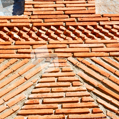 Image of red tile in morocco africa texture abstract wall brick