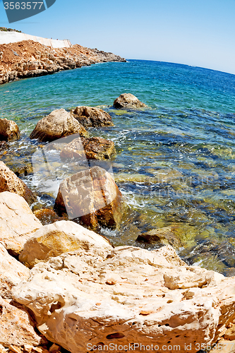 Image of asia in thurkey antalya lycia way water rocks and sky near the n