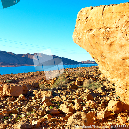 Image of lake  in    valley  morocco  africa the atlas dry mountain utili