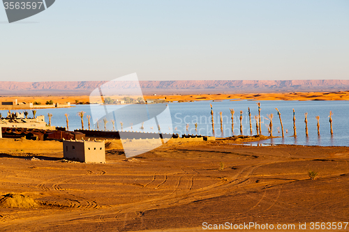 Image of sunshine in the lake   desert  and     dune