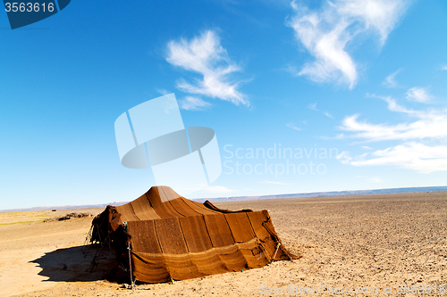 Image of tent in  the desert of morocco sahara  rock  stone    sky