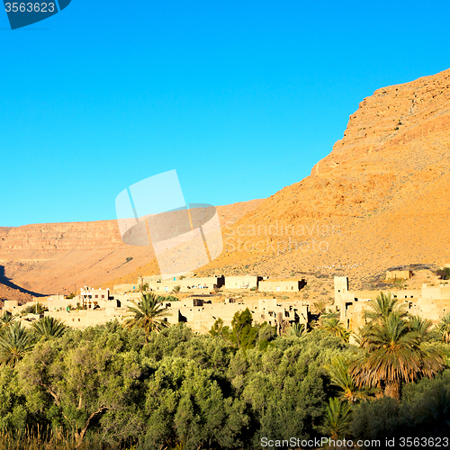 Image of construction  in    valley  morocco    africa the atlas dry moun