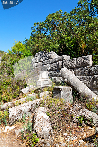 Image of the old  temple   theatre   termessos  sky and ruins