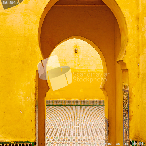 Image of old door in morocco africa ancien and wall ornate brown