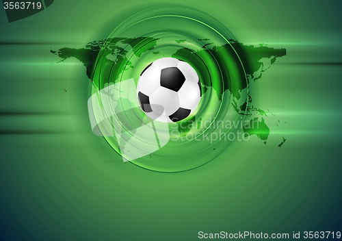 Image of Green football abstract background with world map