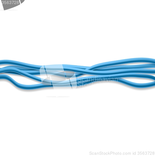 Image of Bright blue vector wires on white background