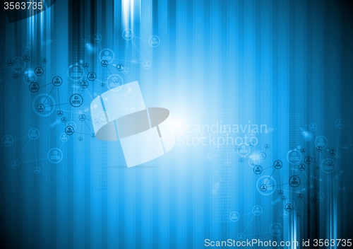 Image of Bright blue abstract technology striped background
