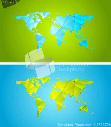 Image of Bright abstract tech polygonal world map design