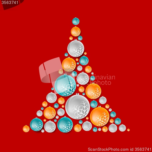Image of Bright abstract fir tree from Christmas balls