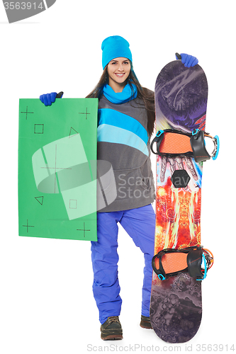 Image of Woman with a snowboard