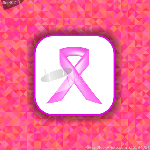 Image of Pink Ribbon on White Paper Sticker