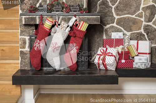Image of Christmas stockings and presents