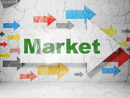 Image of Marketing concept: arrow with Market on grunge wall background