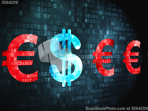 Image of Money concept: Dollar And Euro on digital background