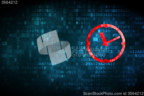 Image of Time concept: Clock on digital background