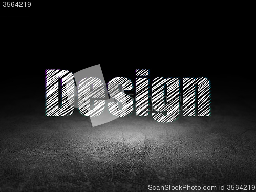 Image of Marketing concept: Design in grunge dark room