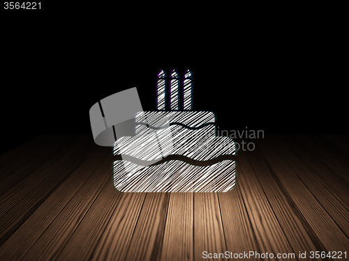 Image of Entertainment, concept: Cake in grunge dark room