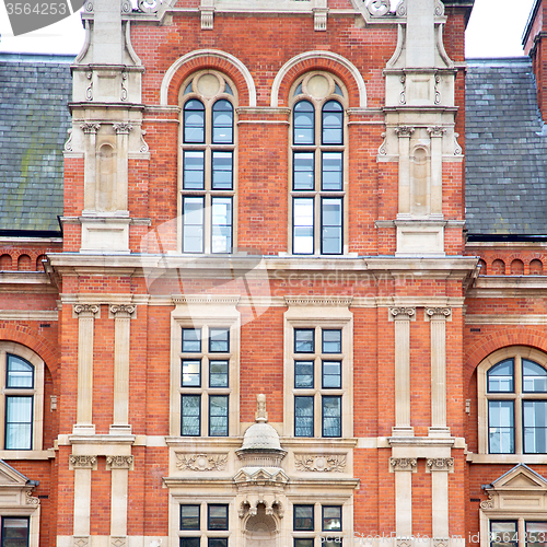 Image of window in europe london old red brick wall and      historical 