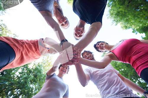 Image of jogging people group have fun