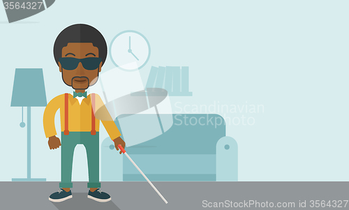 Image of Blind man with stick.