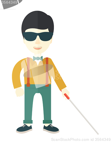 Image of Blind man with stick.