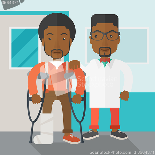 Image of Injured man with doctor.