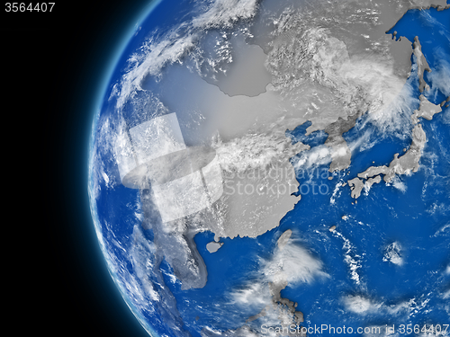 Image of east Asia region on political globe