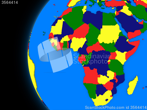 Image of African continent on political Earth
