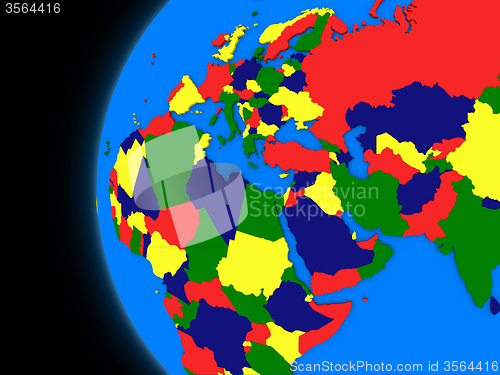 Image of EMEA region on political Earth