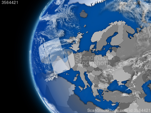 Image of European continent on political globe
