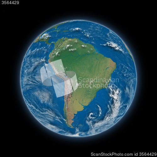 Image of South America on planet Earth