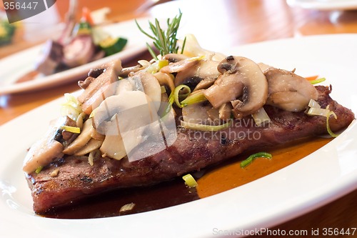 Image of Grilled Beef Steaks with Mushrooms