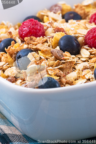 Image of Muesli with Raspberries and Blueberries