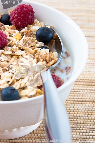 Image of Muesli with Raspberries and Blueberries