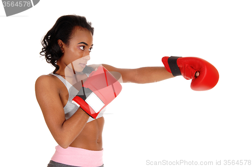 Image of African american woman doing punch.